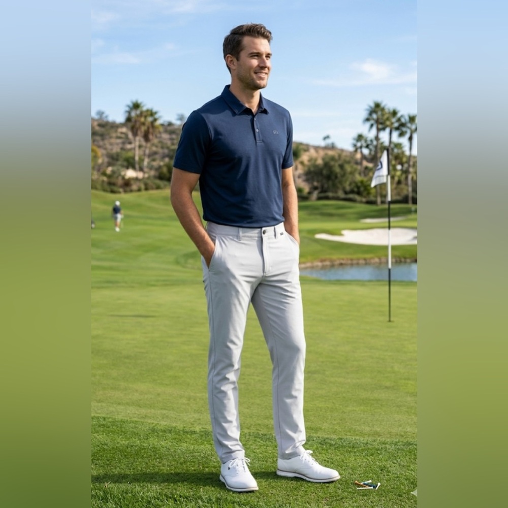 NWT Travis Mathew Right On Time Golf Pants Micro Chip Grey 35 Performance